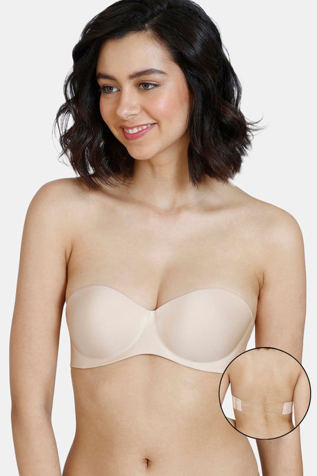 Buy Zivame Padded Non Wired 3/4th Coverage Strapless Bra - Skin at