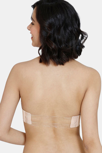 Shop Padded Wired Balconette Backless Bra with Clear Strap Online