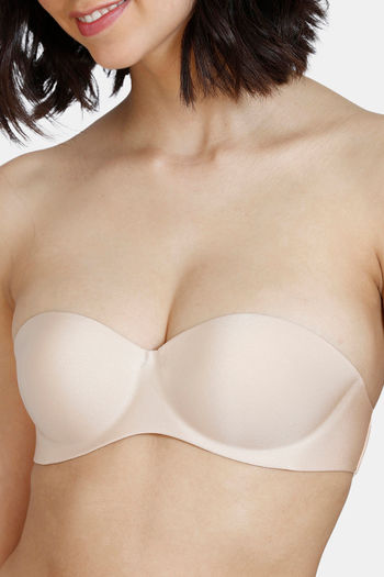 Zivame Padded Non Wired 3/4th Coverage Strapless Bra - Skin