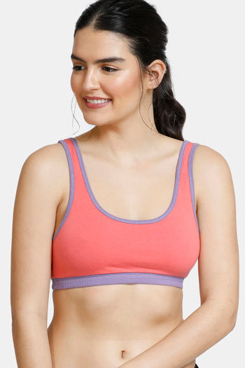 Buy Zivame Double Layered Non Wired 3/4th Coverage Reversible T-Shirt Bra-Peach Purple