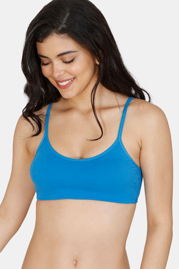 Zivame Beautiful Basics Double Layered Non Wired Full Coverage T-Shirt Bra  - French Blue
