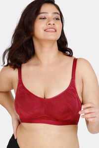 Buy Zivame Jacquard Scrolls Single Layered Non-Wired Full Coverage Super Support Bra - Rhododendron