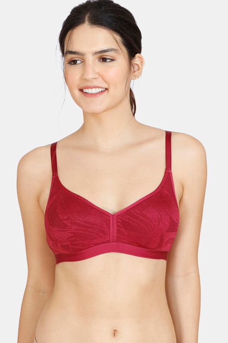 Zivame Jacquard Scrolls Single Layered Non Wired 3/4th Coverage T-Shirt Bra  - Rhododendron