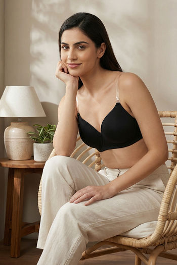Buy Zivame Beautiful Basics Padded Non Wired 3/4Th Coverage Backless Bra - Black