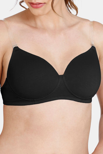 Zivame Beautiful Basics Padded Non Wired 3/4th Coverage Backless Bra -  Black2