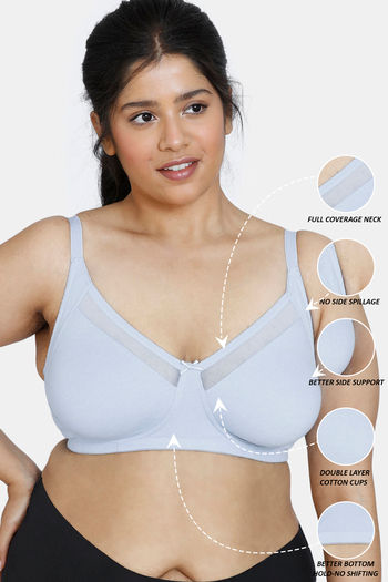 Buy Zivame Double Layered Non Wired Full Coverage Super Support Bra - Blue  Green (Pack of 2) Online