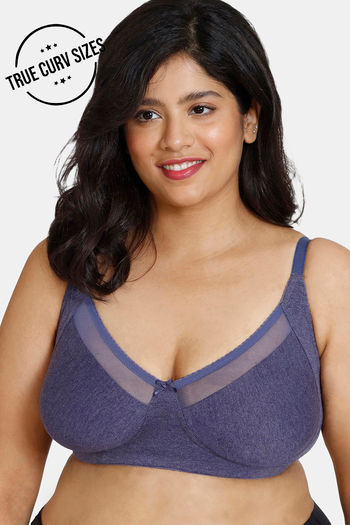 Buy Zivame True Curv Double Layered Non Wired Full Coverage Super Support Bra - Blue Ribbon