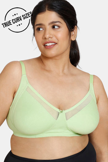 Buy Zivame True Curv Double Layered Non Wired Full Coverage Super Support Bra - Jade Lime