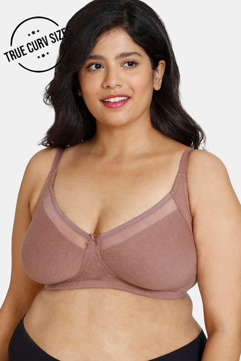 Buy Zivame True Curv Double Layered Non Wired Full Coverage Super Support Bra - Nutmeg