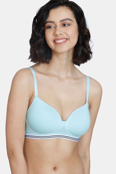Buy Zivame Beautiful Basics Padded Non Wired 3/4th Coverage T-Shirt Bra -  Clearwater at Rs.475 online