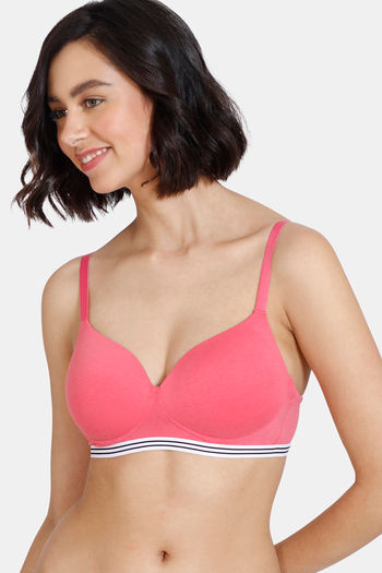 MAROON 210 Women 100% Cotton Balconette Shape Multi Use Two Way Full  Coverage Lightly Padded Non-Wired Bra