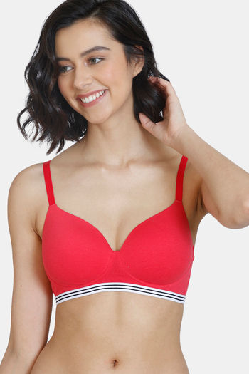 Buy Zivame Padded Non Wired 3/4th Coverage T-Shirt Bra - Biscay