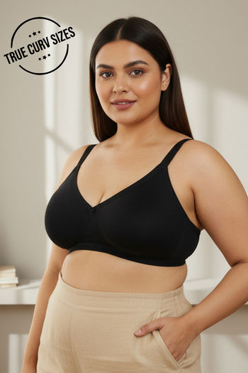 Buy Zivame True Curv Double Layered Non Wired Full Coverage Super Support Bra - Black