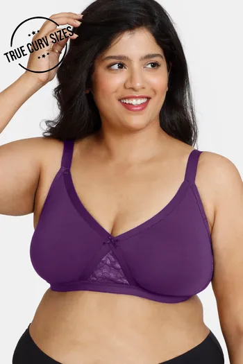 Buy Zivame True Curv Double Layered Non Wired Full Coverage Super Support Bra - Imperial Purple