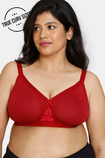 Shop Plus Size Wirefree Cotton Support Bra in Red