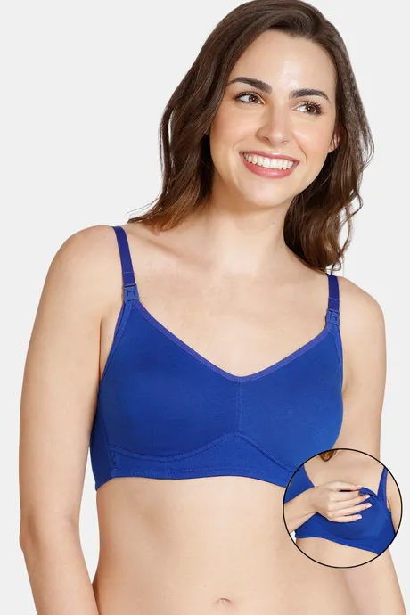 Zivame Double Layered Non Wired 3/4th Coverage Maternity / Nursing Bra -  Navy