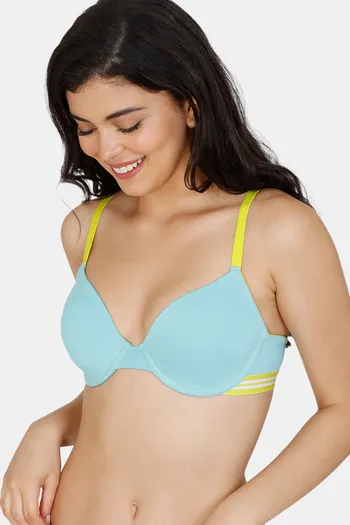Buy Zivame Beautiful Basics Padded Wired 3/4th Coverage T-Shirt Bra - Aqua  Sky at Rs.549 online