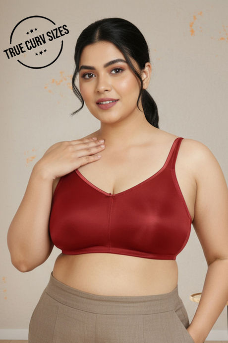 Zivame True Curv Double Layered Non Wired Full Coverage Minimiser Bra - Sundried Tomato