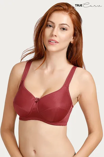Zivame True Curv Padded Non Wired Full Coverage Minimiser Bra - Earth Red