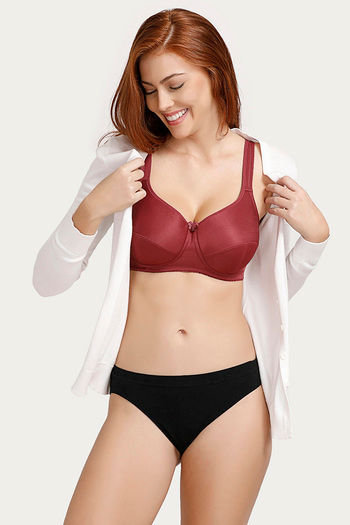 Buy Zivame True Curv Padded Non Wired Full Coverage Minimiser Bra - Earth  Red at Rs.449 online