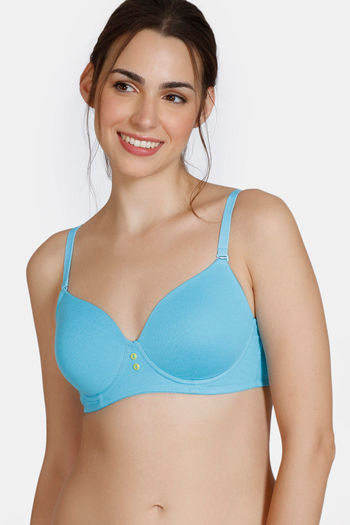 Buy Zivame Updating Archives Padded Non Wired 3/4th Coverage T-Shirt Bra - Aquarius