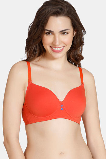 Zivame Shine & Shimmer Double Layered 3/4th Coverage T-Shirt Bra - Autumn  Maple