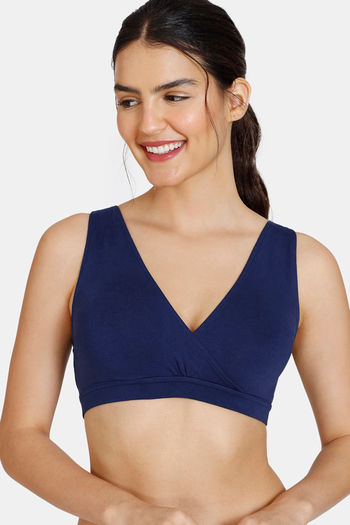 Buy Zivame Double Layered Non Wired High Coverage Nursing Sleep Bra - Medieval Blue