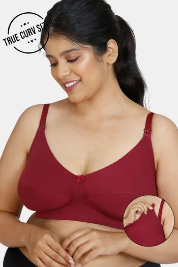Buy Zivame True Curv Double Layered Non Wired Full Coverage Maternity / Nursing Bra - Beet Red