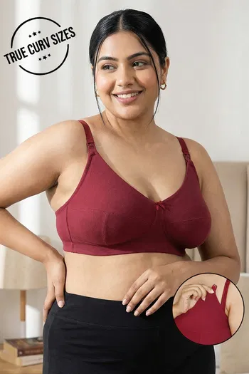 Zivame True Curv Maternity Double Layered Non Wired Full Coverage Nursing Bra - Beet Red