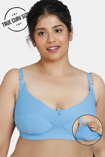 Buy Zivame Women's Cotton Non Padded Wired Full Coverage Maternity Bra  (ZI10RTCORECBLUE032DD_Blue_32DD) at