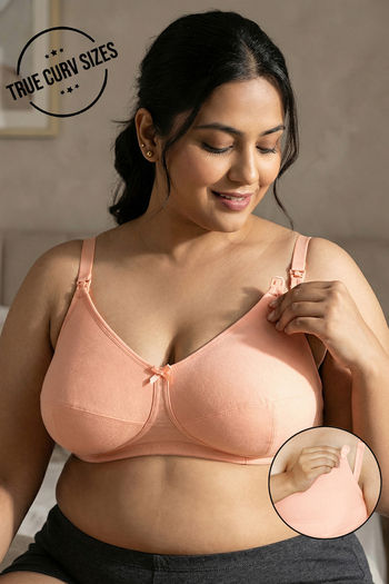 Zivame True Curv Maternity Double Layered Non Wired Full Coverage Nursing Bra - Peach Pearl