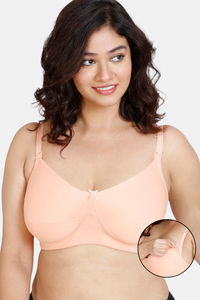 Buy Zivame True Curv Double Layered Non Wired Full Coverage Maternity / Nursing Supper Support Bra - Peach Pearl