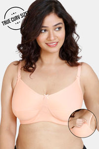 Buy Zivame True Curv Double Layered Non Wired Full Coverage Maternity / Nursing Bra - Peach Pearl