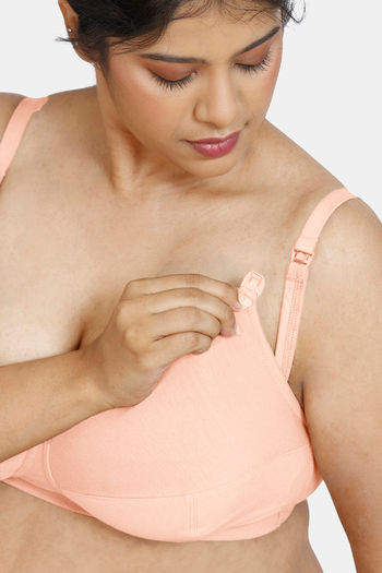 Buy Zivame True Curv Double Layered Non Wired Full Coverage Maternity / Nursing  Bra - Peach Pearl at Rs.315 online