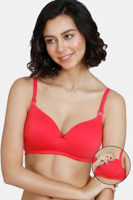 Buy Zivame Beautiful Basics Padded Non-wired 3-4th Coverage Maternity - Nursing  Bra - Teaberry Red online