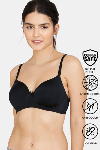 Buy Zivame Copper Infused Padded Non-Wired 3/4Th Coverage T-Shirt Bra - Anthracite