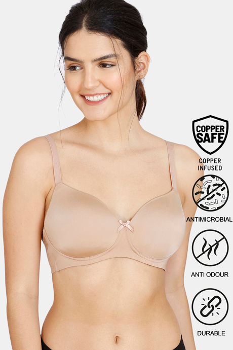 Zivame Copper Infused Padded Non Wired 3/4th Coverage T-Shirt Bra - Roebuck