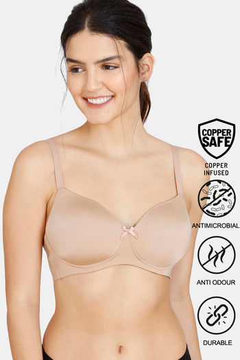Buy Zivame Copper Infused Padded Non-Wired 3/4Th Coverage T-Shirt Bra - Roebuck