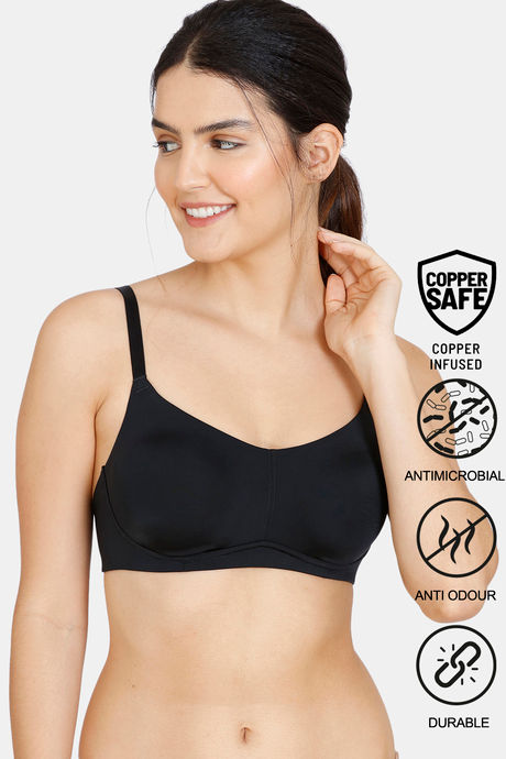 Buy Zivame Copper Infused Double Layered Non Wired 3/4th Coverage T-Shirt  Bra - Anthracite at Rs.600 online