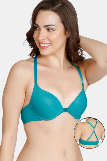 Buy Zivame Modern Grounds Push-Up Wired Medium Coverage Pretty Back Bra - Harbor Blue