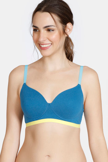 Buy Zivame Beautiful Basics Padded Non Wired 3/4th Coverage T-Shirt Bra -  Seaport at Rs.674 online