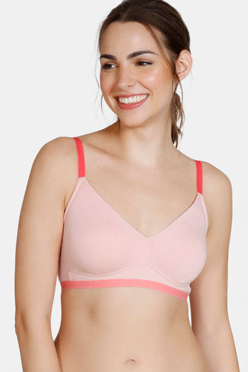 Buy Zivame Beautiful Basics Double Layered Non Wired 3/4th Coverage T-shirt  Bra - Pink online