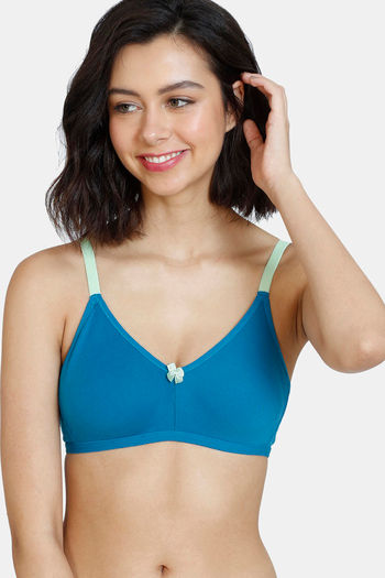 Buy Zivame Beautiful Basics Double Layered Non Wired 3/4th Coverage T-Shirt  Bra - Lyons Blue at Rs.292 online