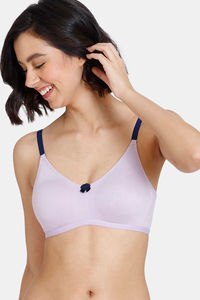 Buy Zivame Beautiful Basics Double Layered Non-Wired 3/4th Coverage T-Shirt Bra - Pastel Lilac