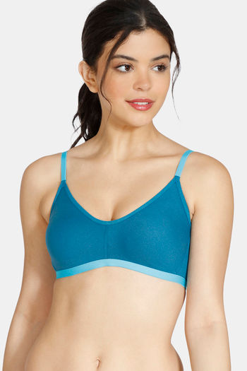 Buy Zivame Beautiful Basics Double Layered Non Wired 3/4th Coverage T-Shirt  Bra - Seaport at Rs.225 online