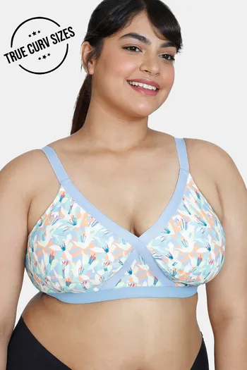 Buy Zivame True Curv Abstract Colour Double Layered Non Wired 3/4th Coverage T-Shirt Bra - Blue Pt