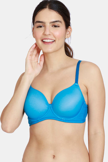 Buy Zivame Abstract Colourplay Mesh Padded Wired 3/4th Coverage T-Shirt Bra - Seaport