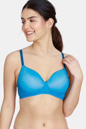 Buy Zivame Abstract Colourplay Mesh Padded Non Wired 3/4th Coverage T-Shirt Bra - Seaport