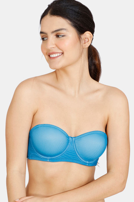 Buy Zivame Abstract Colourplay Mesh Padded Wired 3/4th Coverage Strapless  Bra - Seaport at Rs.450 online