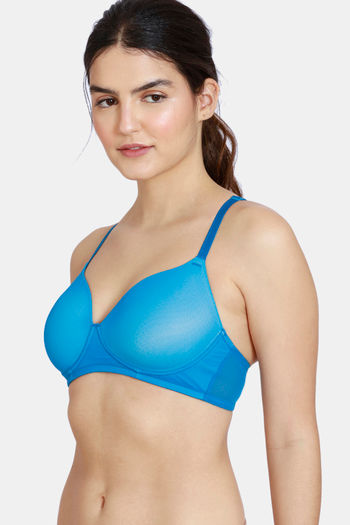 Buy Zivame Beautiful Basics Padded Non Wired 3/4th Coverage Lace Bra -  Spectra Green at Rs.403 online